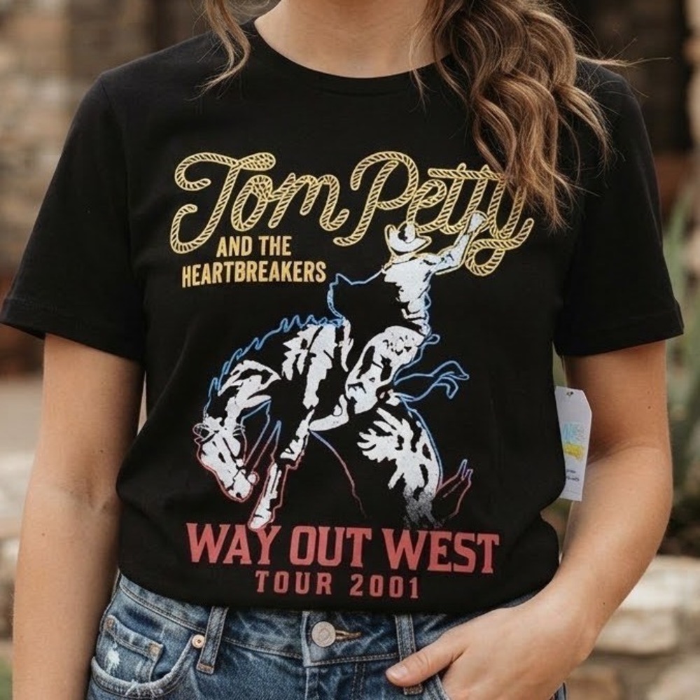 Time and Tru Tom Petty Heartbreakers Way Out West Tour 2001 Graphic Tee S